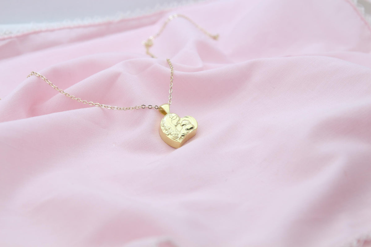 Eternal Bond Mother & Child Urn Necklace – 925 Sterling Silver Heart Ash Pendant (16 mm)