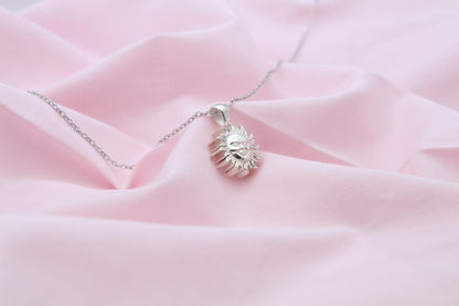 Radiant Sunfire Memorial Urn Necklace – 925 Sterling Silver Sun Ash Pendant with Optional Engraving (14 mm)