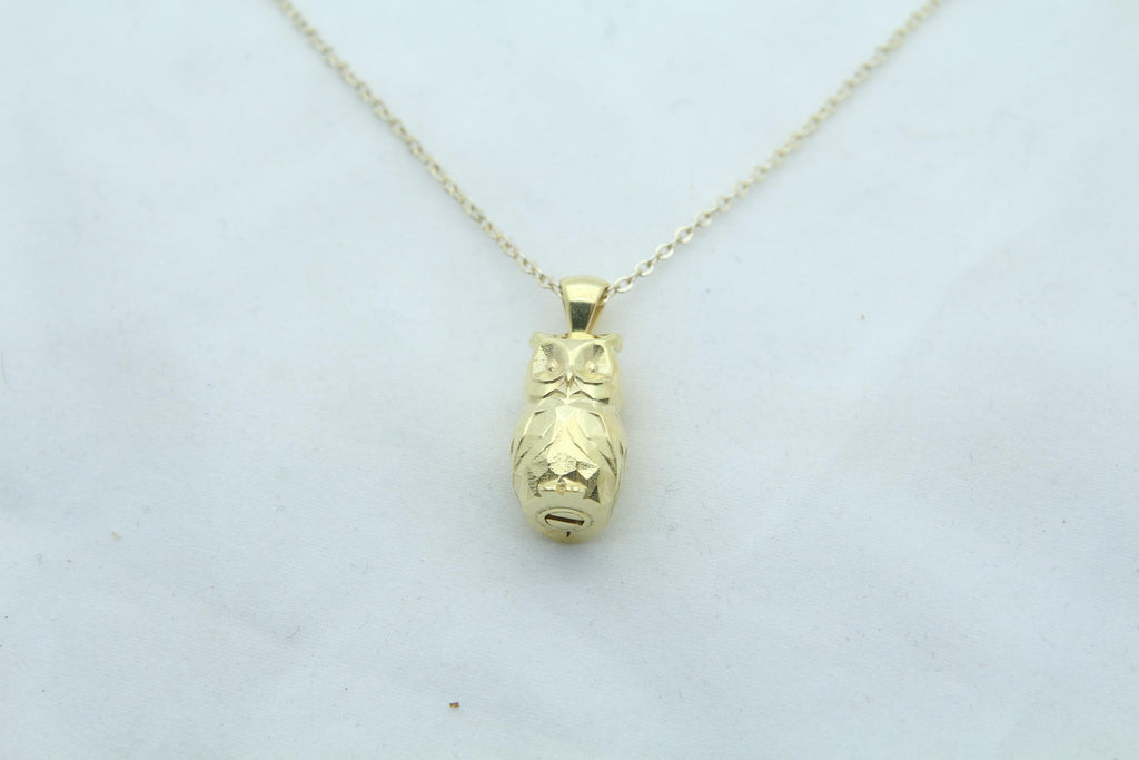 Night Guardian Owl Urn Necklace – 925 Sterling Silver Ash Pendant with Optional Engraving (17 mm)