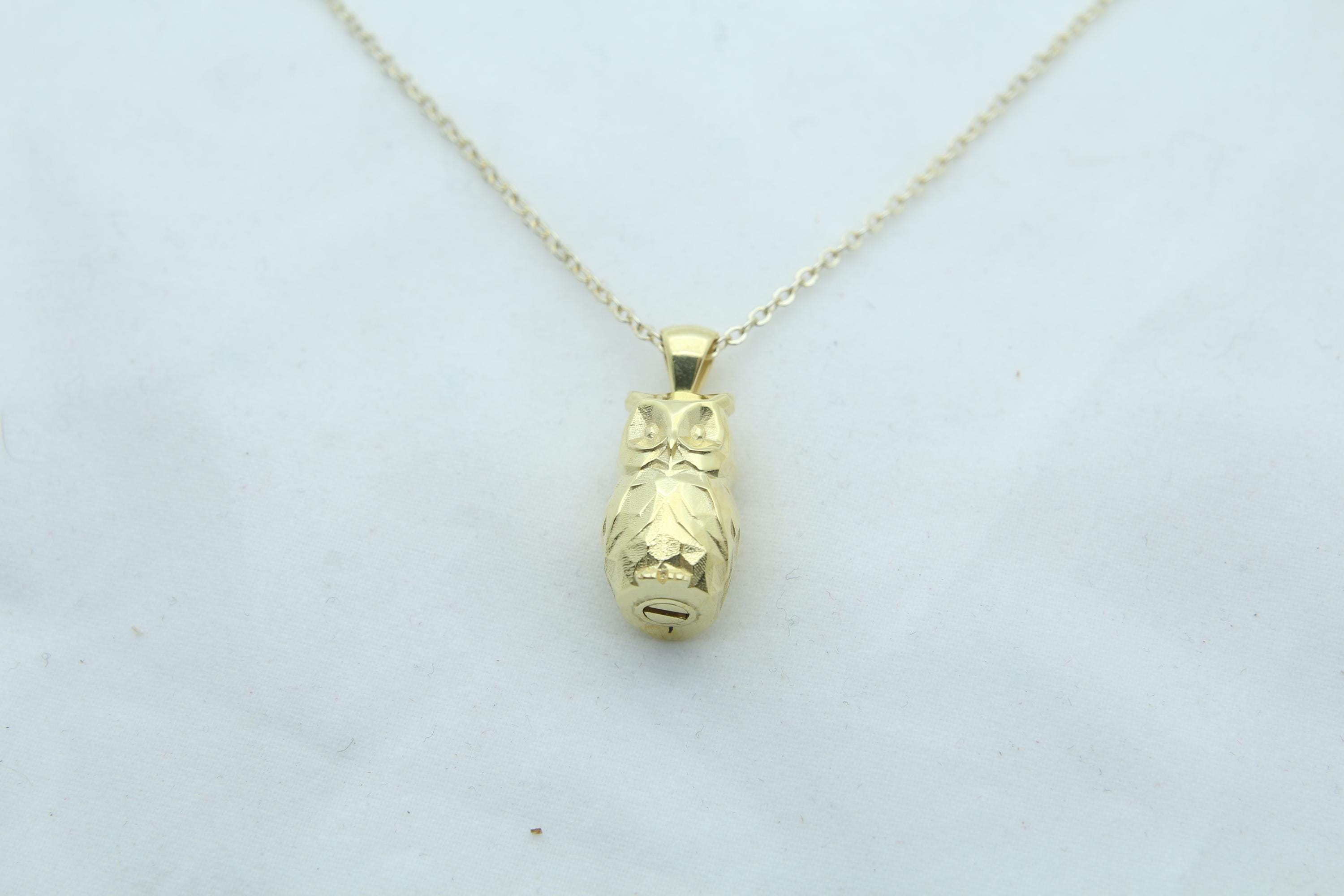 Night Guardian Owl Urn Necklace – 925 Sterling Silver Ash Pendant with Optional Engraving (17 mm)