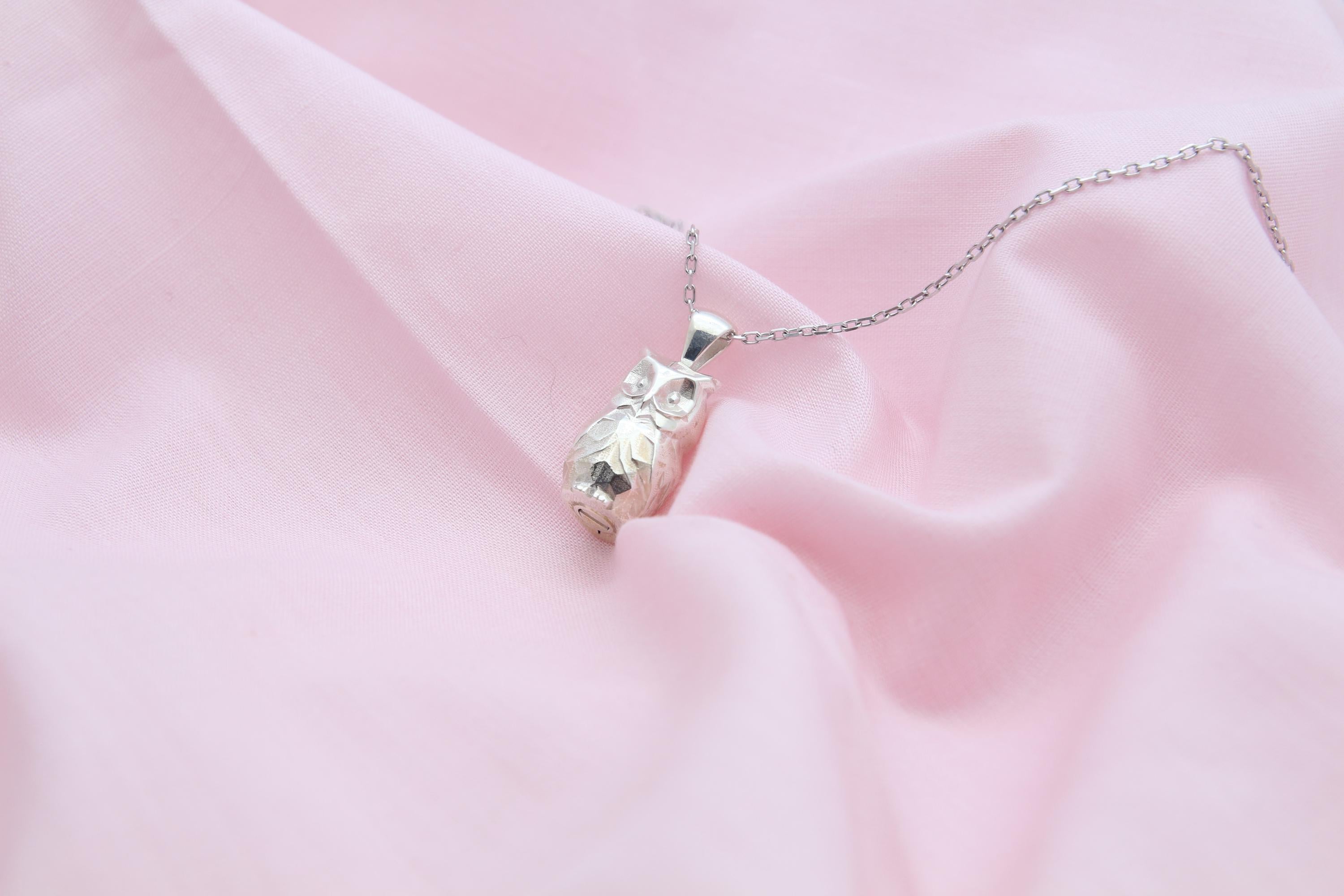 Mystic Owl Memorial Urn Necklace – 925 Sterling Silver Ash Pendant with Optional Engraving (17 mm)
