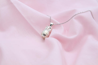 Mystic Owl Memorial Urn Necklace – 925 Sterling Silver Ash Pendant with Optional Engraving (17 mm)