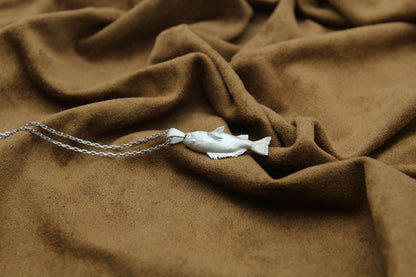 Ocean Whisper Fish Urn Necklace – 925 Sterling Silver Memorial Ash Pendant (27 mm)