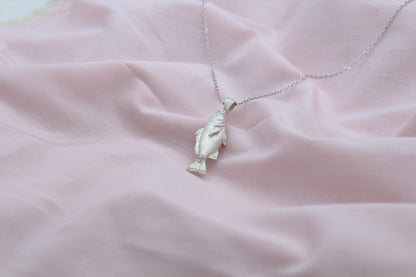 Ocean Whisper Fish Urn Necklace – 925 Sterling Silver Memorial Ash Pendant (27 mm)