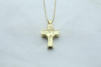 Sacred Cross Jesus Figure Urn Necklace – 925 Sterling Silver Memorial Ash Pendant (24 mm)