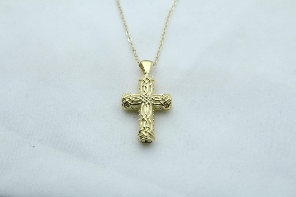 Celtic Cross Heritage Urn Necklace – 925 Sterling Silver Memorial Ash Pendant (24 mm)