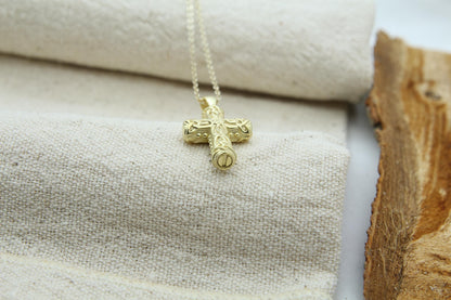 Celtic Cross Heritage Urn Necklace – 925 Sterling Silver Memorial Ash Pendant (24 mm)