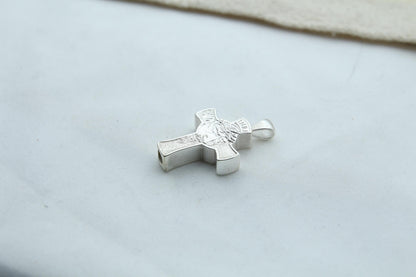 Divine Savior Urn Necklace – 925 Sterling Silver Jesus Cross Ash Pendant (24 mm)