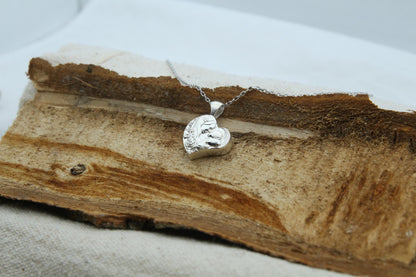 Mother & Child Heart Urn Necklace – 925 Sterling Silver Memorial Ash Pendant (16 mm)