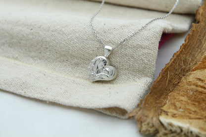 Mother & Child Heart Urn Necklace – 925 Sterling Silver Memorial Ash Pendant (16 mm)