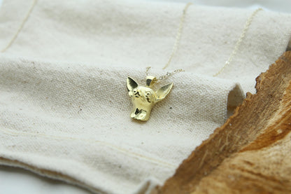 Tiny Companion Chihuahua Urn Necklace – 925 Sterling Silver Dog Ash Pendant with Optional Engraving (20 mm)