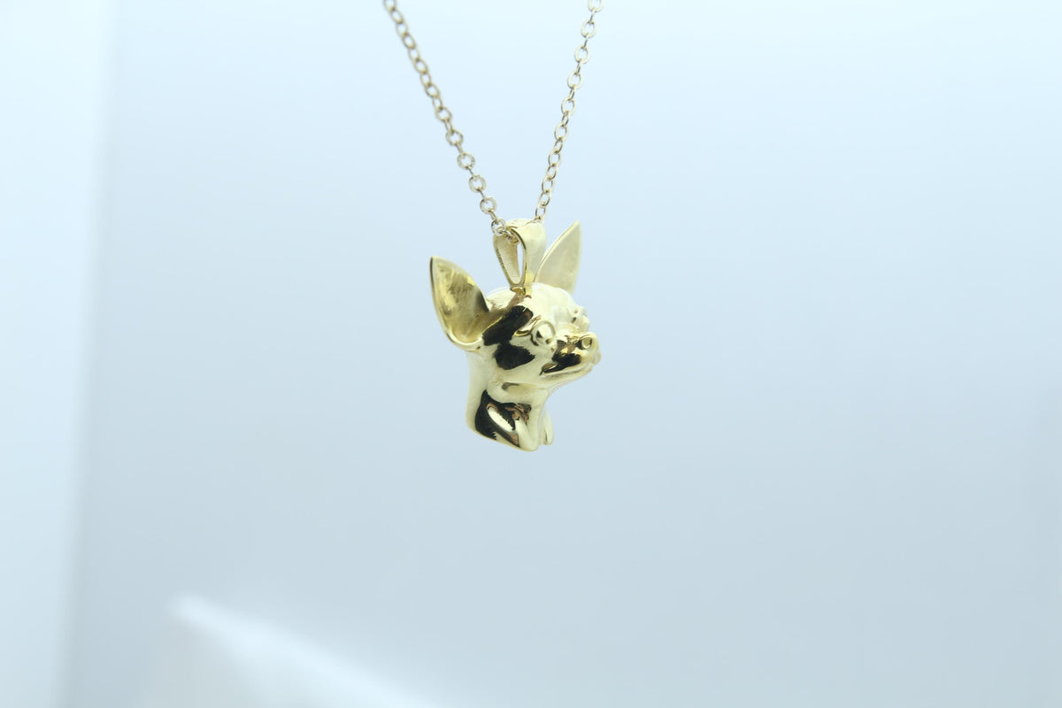 Tiny Companion Chihuahua Urn Necklace – 925 Sterling Silver Dog Ash Pendant with Optional Engraving (20 mm)