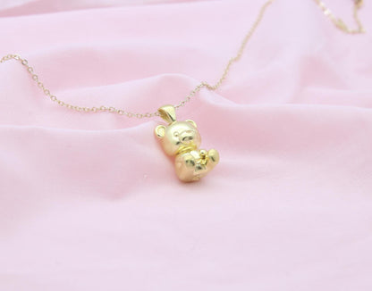 Bear Urn Necklace – 925 Sterling Silver Memorial Ash Pendant (18 mm)