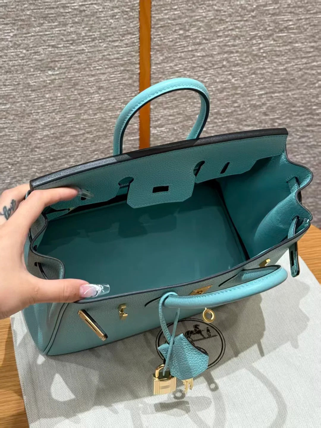 Hermes 2025 Birkin Bag Blue Atoll Epsom Leather