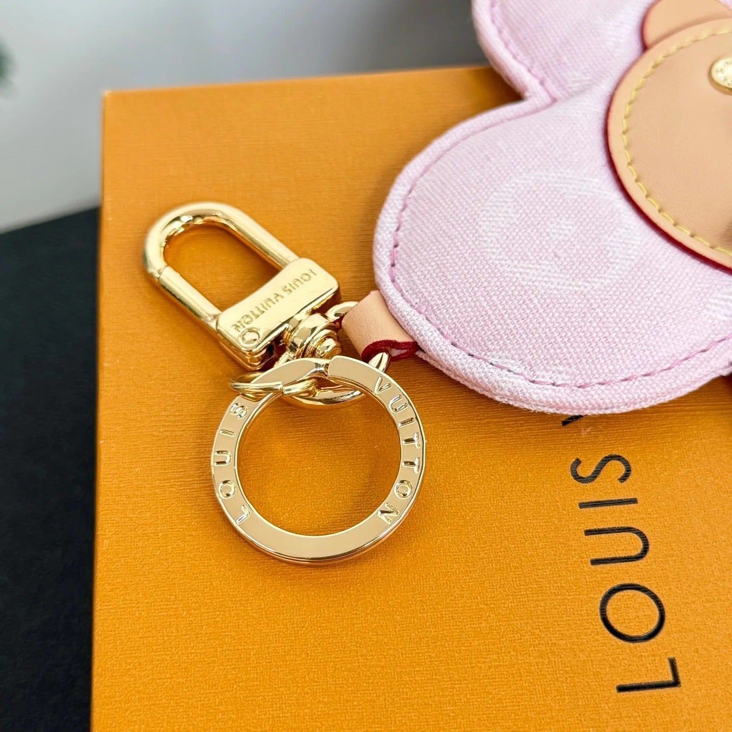 LV Vivienne Head Bag Charm in Monogram Pink Canvas