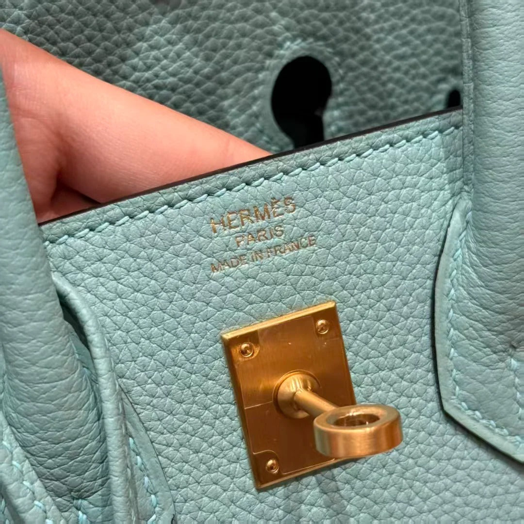 Hermes 2025 Birkin Bag Blue Atoll Epsom Leather
