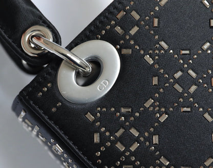 CD Lady Dior Mini Diamond Bag Black Satin