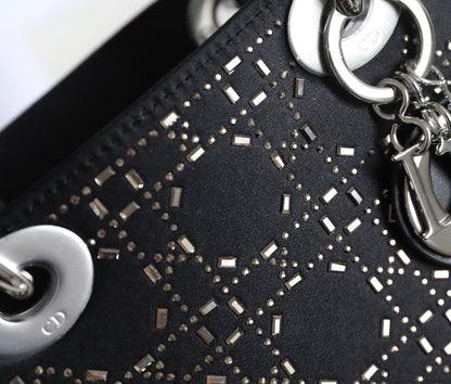 CD Lady Dior Mini Diamond Bag Black Satin