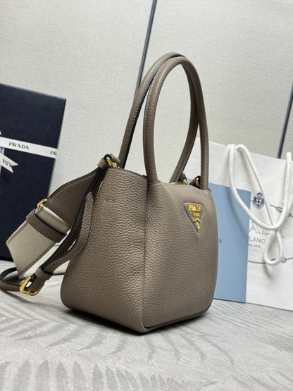Prada Small Bag 23cm Clay Gray Grain Leather GHW