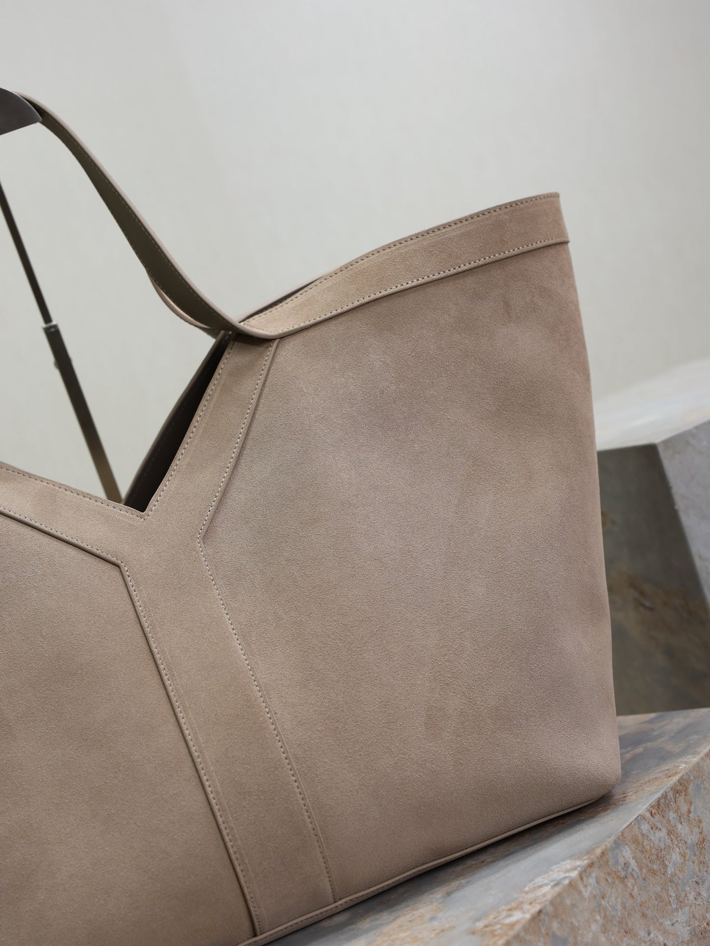 Y Tote Bag Gray Suede