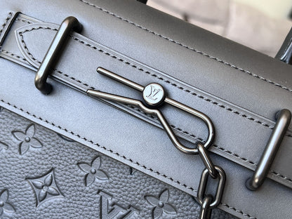 LV Steamer PM Bag 25cm Black Taurillon Monogram Leather