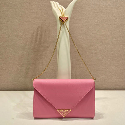 PRA Cross pattern envelope bag pink leather 341153