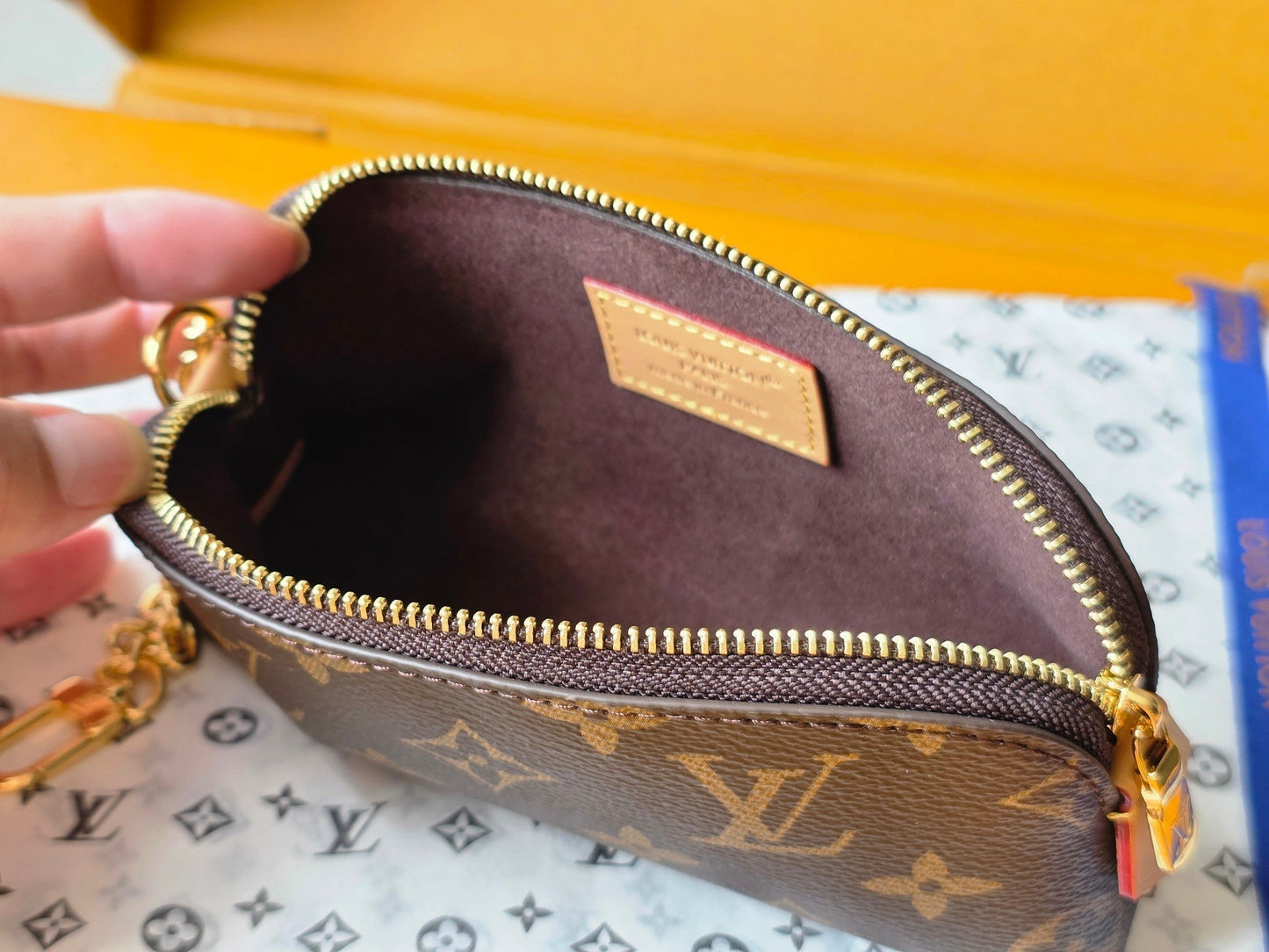 LV M25694 Cosmetic Lipstick Pouch Brown Monogram Canvas & Cowhide GHW