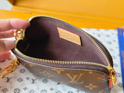 LV M25694 Cosmetic Lipstick Pouch Brown Monogram Canvas & Cowhide GHW
