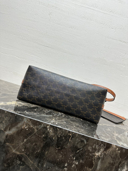 Celine Soft Shopper Bag in Triomphe Brown Black Canvas and Calfskin