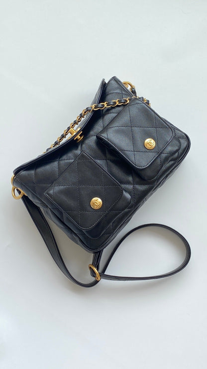 Chanel 25 Hobo Bag Black Lambskin