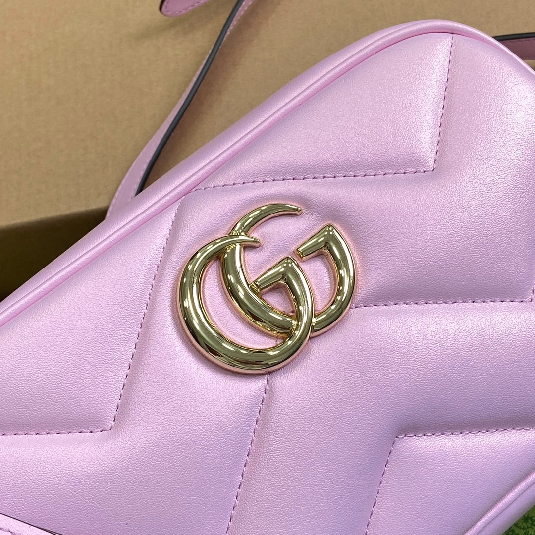 GG MARMONT 24 SMALL MATELASS_ SHOULDER BAG LIGTH PINK CALFSKIN