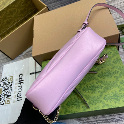 GG MARMONT 24 SMALL MATELASS_ SHOULDER BAG LIGTH PINK CALFSKIN