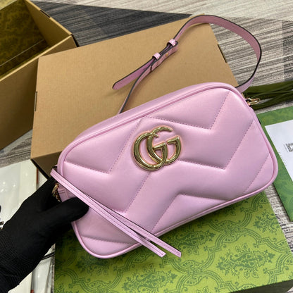 GG MARMONT 24 SMALL MATELASS_ SHOULDER BAG LIGTH PINK CALFSKIN