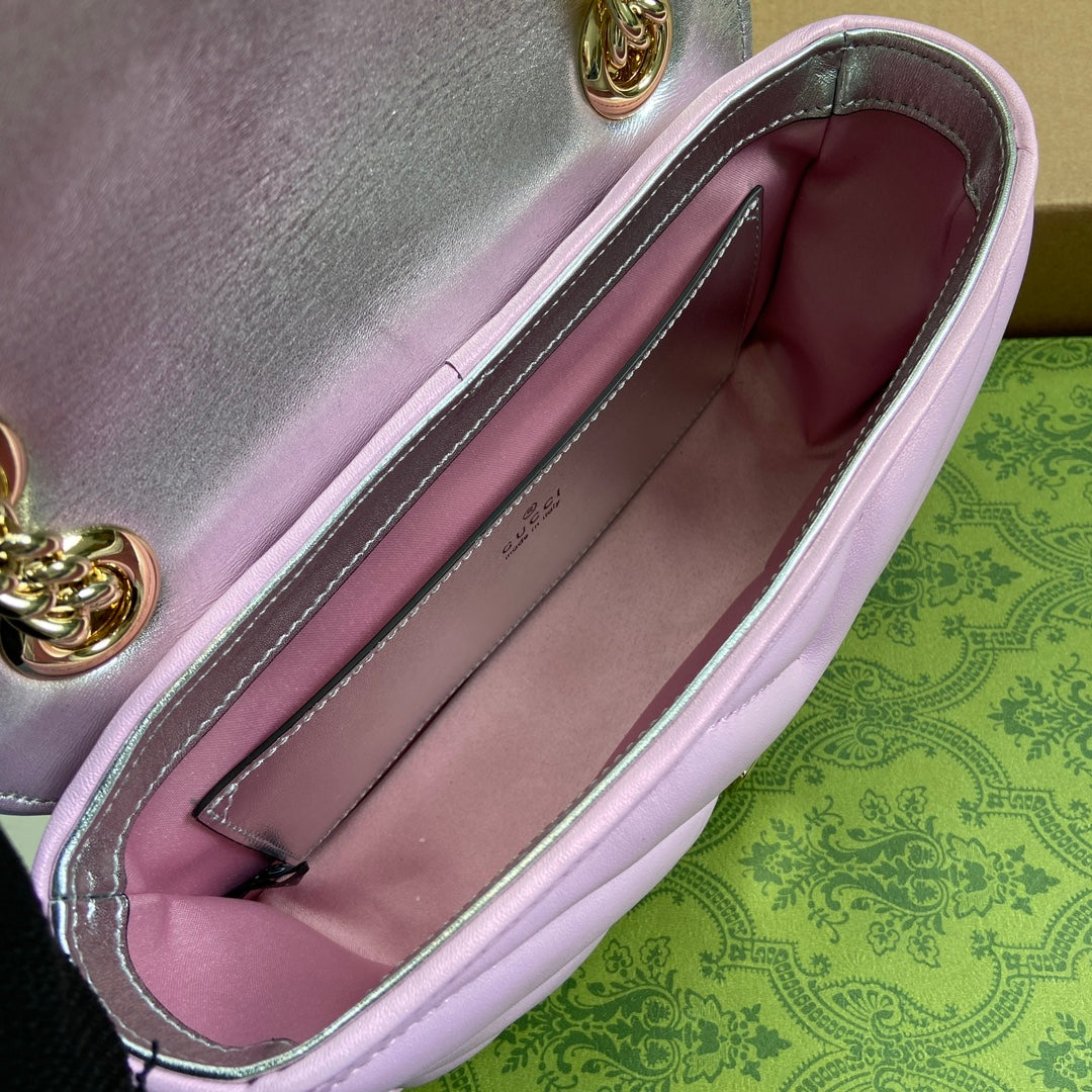 GG MARMONT 23 SMALL SHOULDER BAG LIGHT PINK CALFSKIN