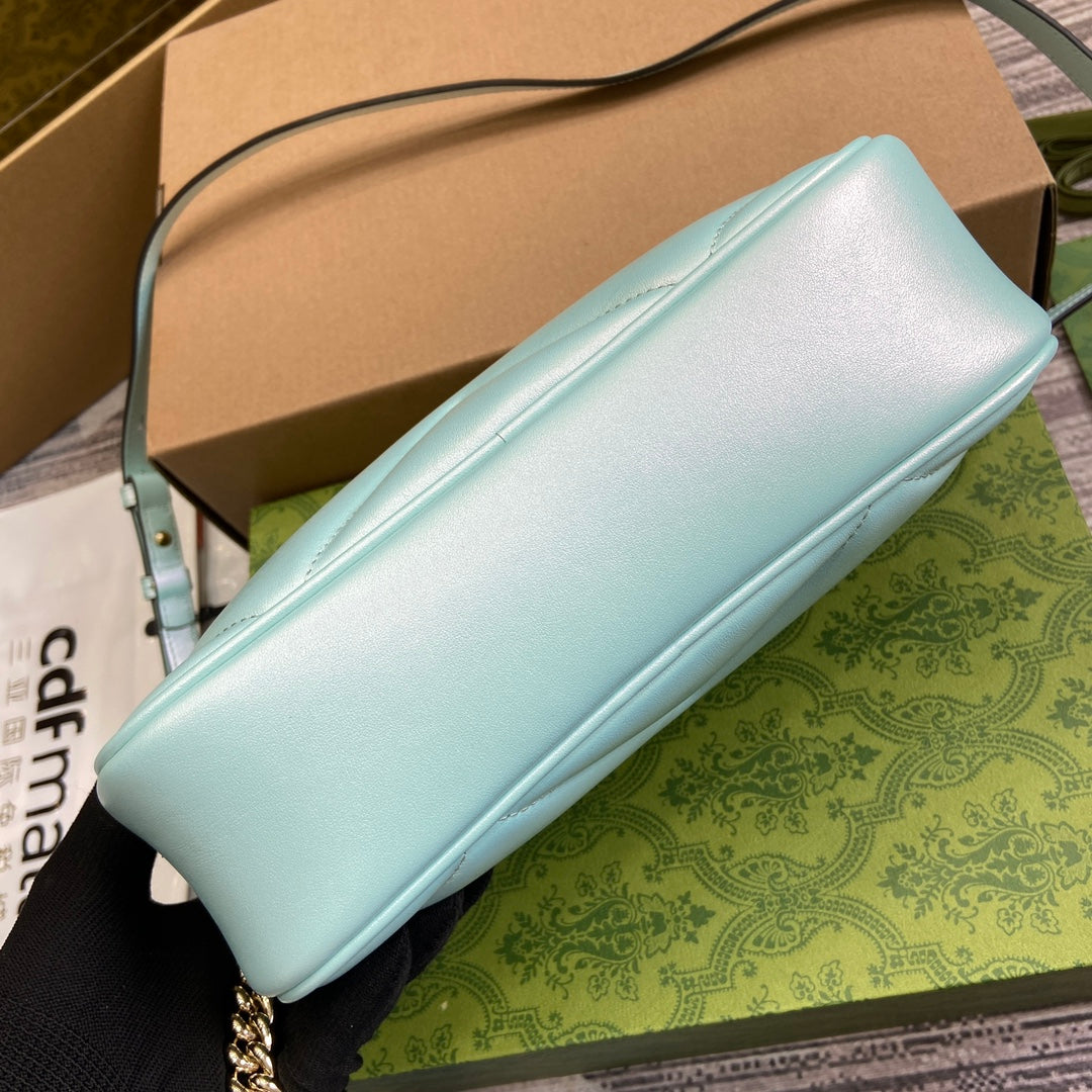 GG MARMONT 24 SMALL MATELASS_ SHOULDER BAG BLUE IRIDESCENT CALFSKIN