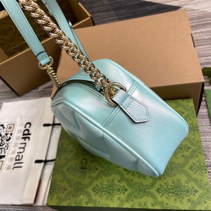 GG MARMONT 24 SMALL MATELASS_ SHOULDER BAG BLUE IRIDESCENT CALFSKIN