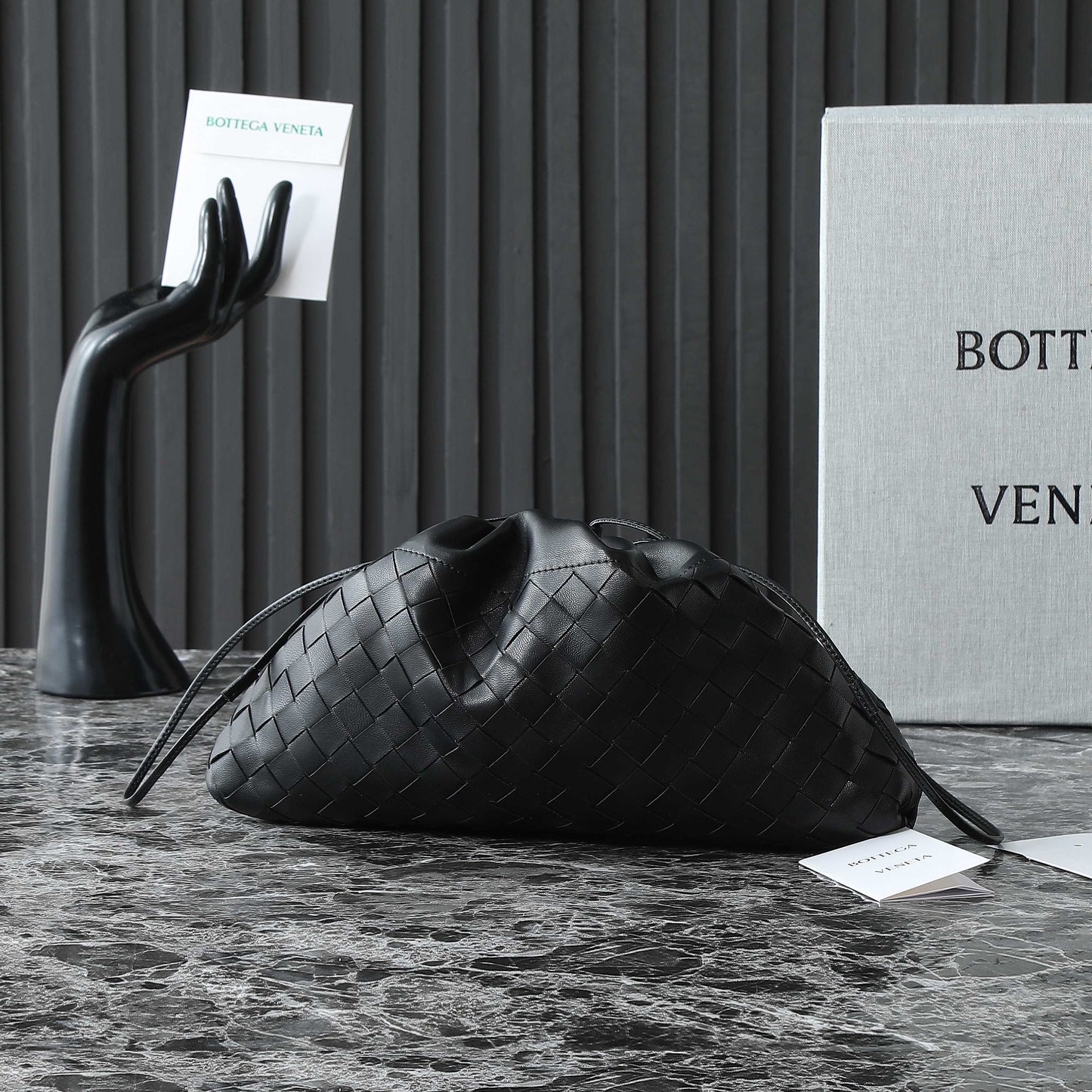 BV Dustbag Notte 33cm With Chain Black Calfskin HW