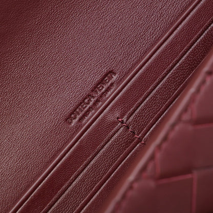 BV Long Clutch Andiamo With Handle 31cm Burgundy Calfskin Ghw