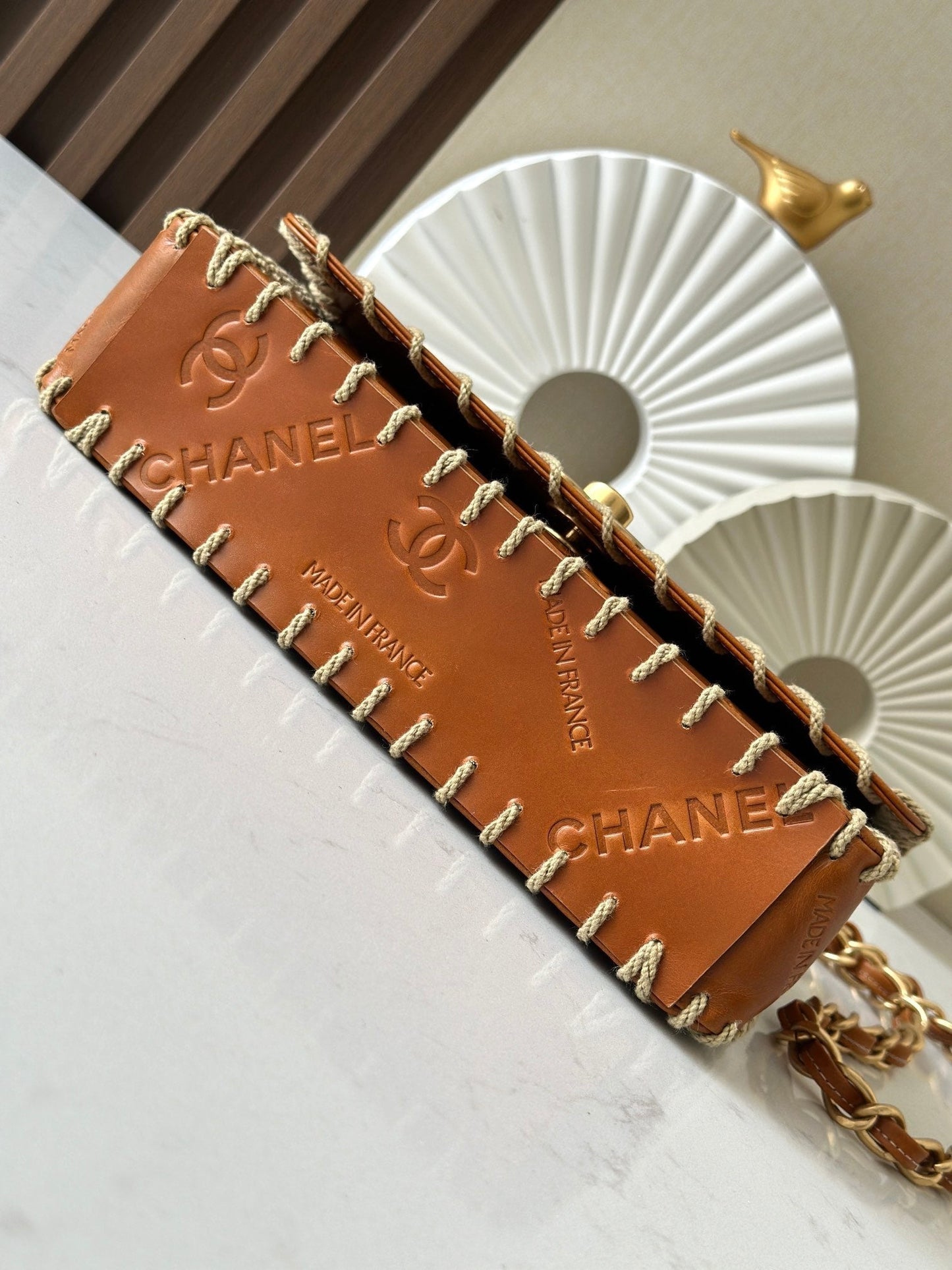 CC Western Jumbo Flap Bag 25cm Light Brown Leather