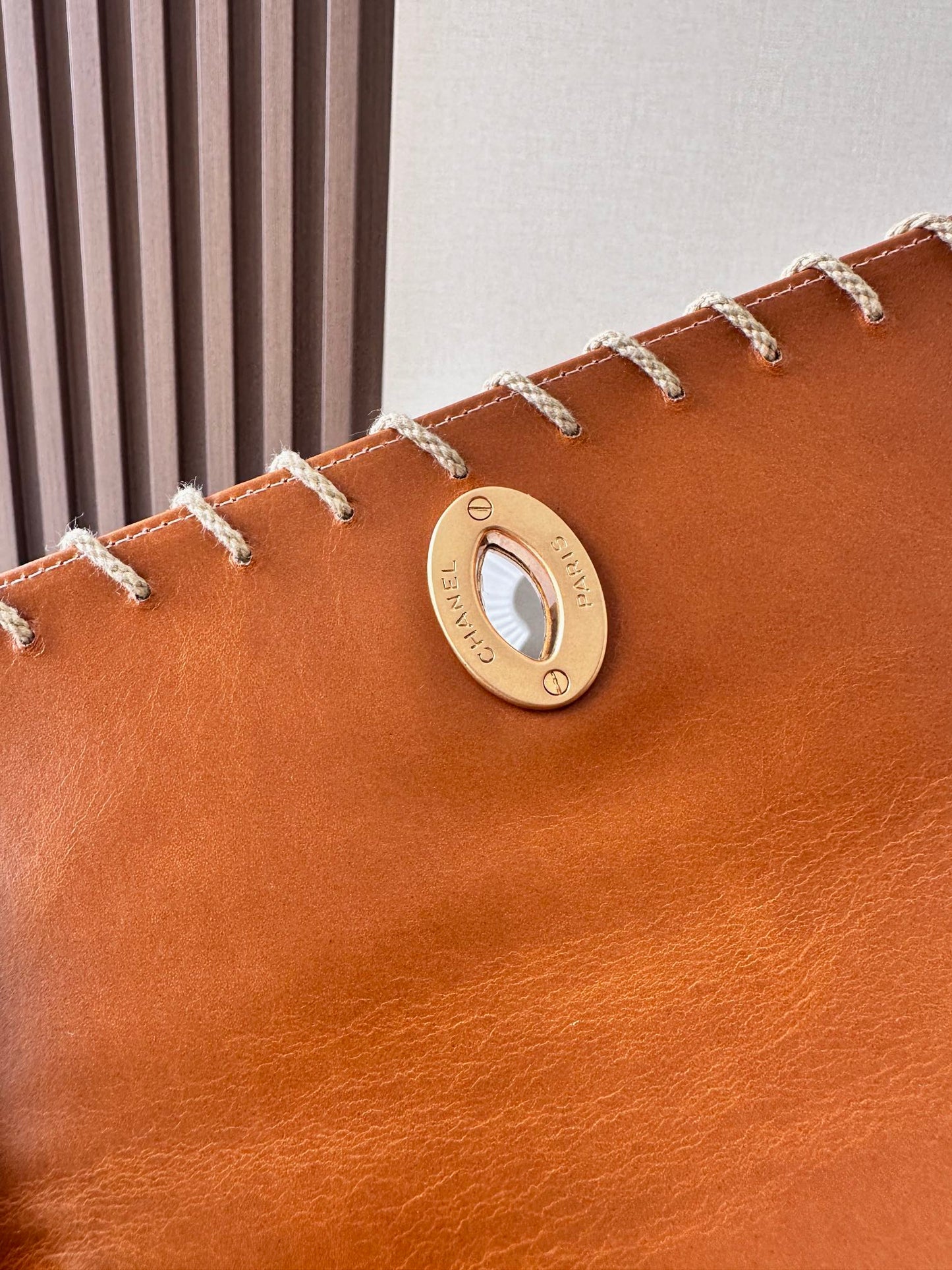 CC Western Jumbo Flap Bag 25cm Light Brown Leather