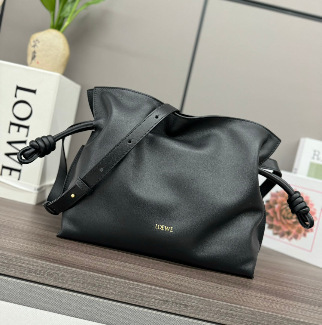 Loew Medium Flamenco Clutch 30cm Black Lambskin
