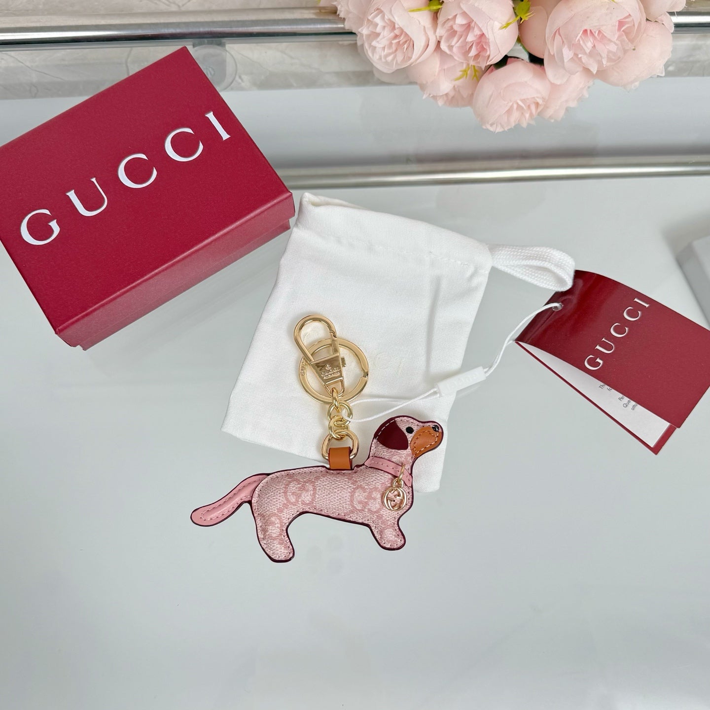 Gucci Dog-shaped Light Pink Bag Charm