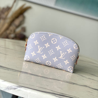 POCHETTE COSM_TIQUE PM 19 IN GRAY CREAM MONOGRAM TRIANON CANVAS