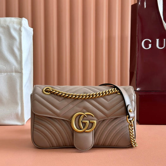 GG MARMONT MATELASS_ LARGE 26 BAG BEIGE CALFSKIN