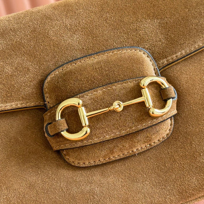 Gucci Horsebit 1955 Handbag 26 Brown Suede 271776