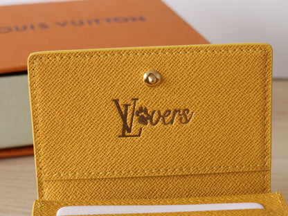LV Envelope Business Card Holder Yellow Monogram Heritage Canvas 224170