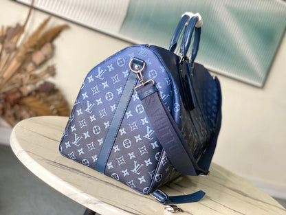 KEEPALL BANDOULI_RE 55 IN NAVY GREEN MONOGRAM GRADIENT CANVAS