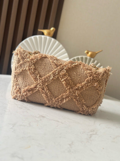 CC Nature Flap Bag 27cm Beige Tweed 275480