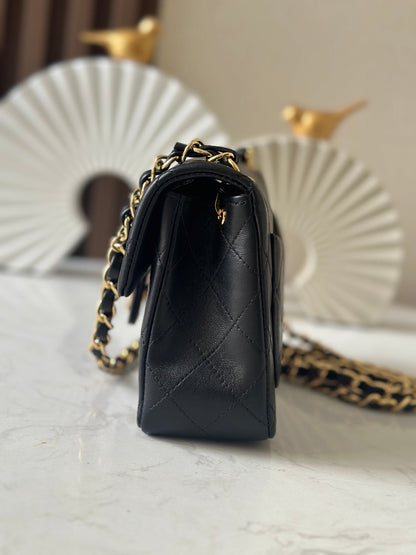 CC Mini Classic Handbag Black Lambskin GHW