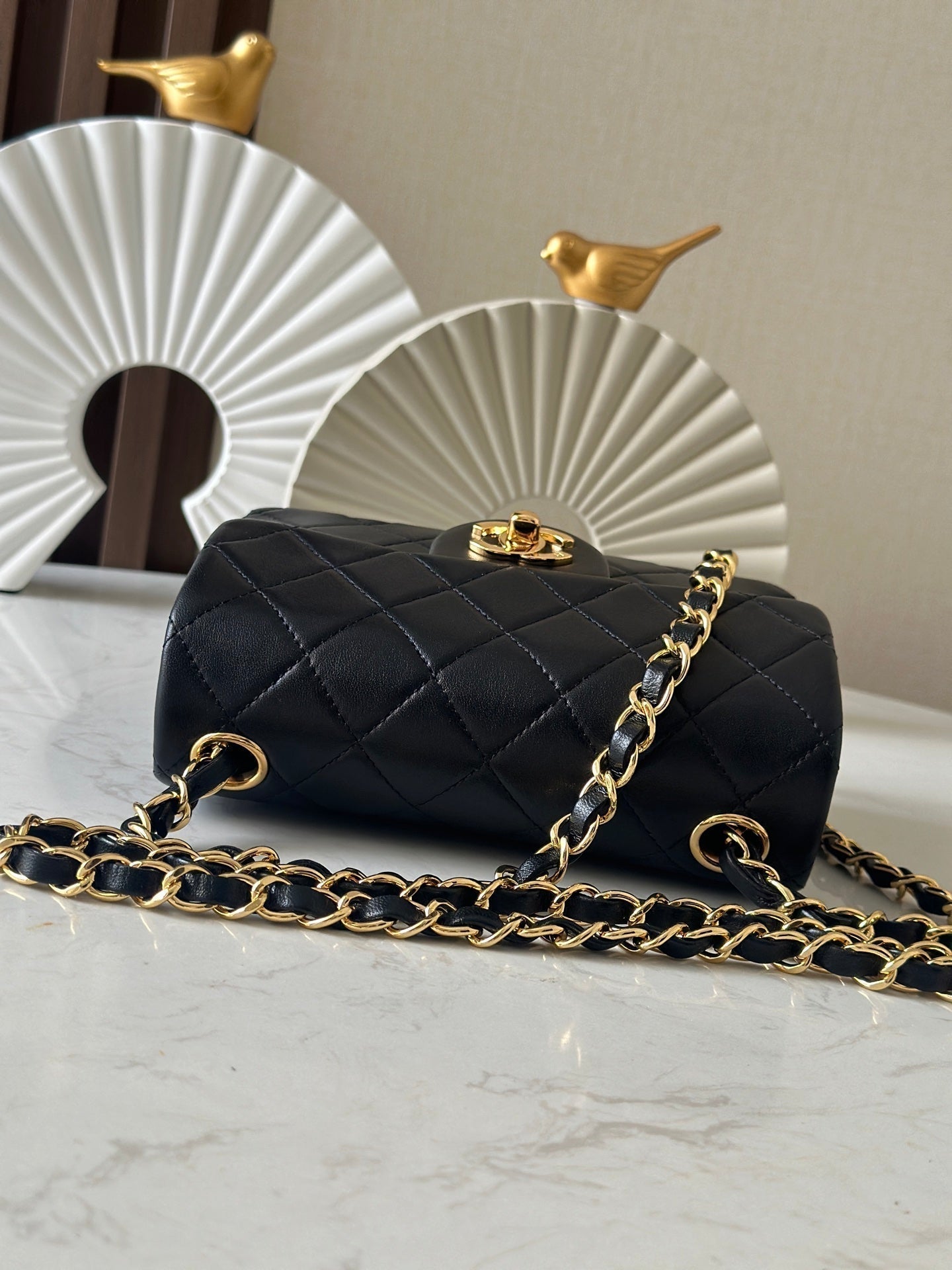 CC Mini Classic Handbag Black Lambskin GHW
